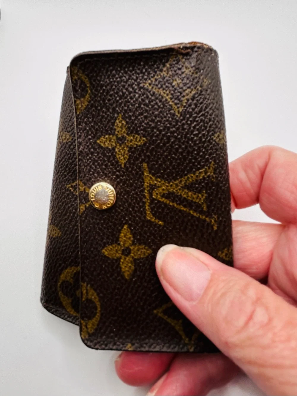 Louis Vuitton Monogram Key Pouch in Dark Brown with Gold Snap good condition